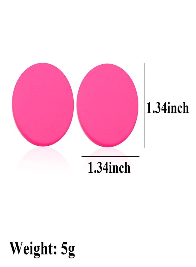 POYAMUSE Colorful Round Button Stud Earrings for Women 80s Style Neon Colorful Statement Earrings-red - Image 4